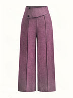 Pantalon Large Taille Haute Avec Plis Frontaux Pour Femme | Idéal Pour Usage Quotidien Et Professionnel