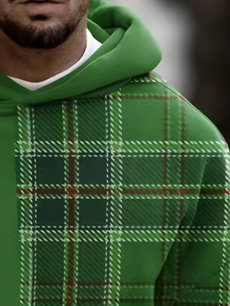 Sweat À Capuche À Motif Carreaux Avec Manches Longues Pour Homme | Idéal Pour Un Usage Quotidien
