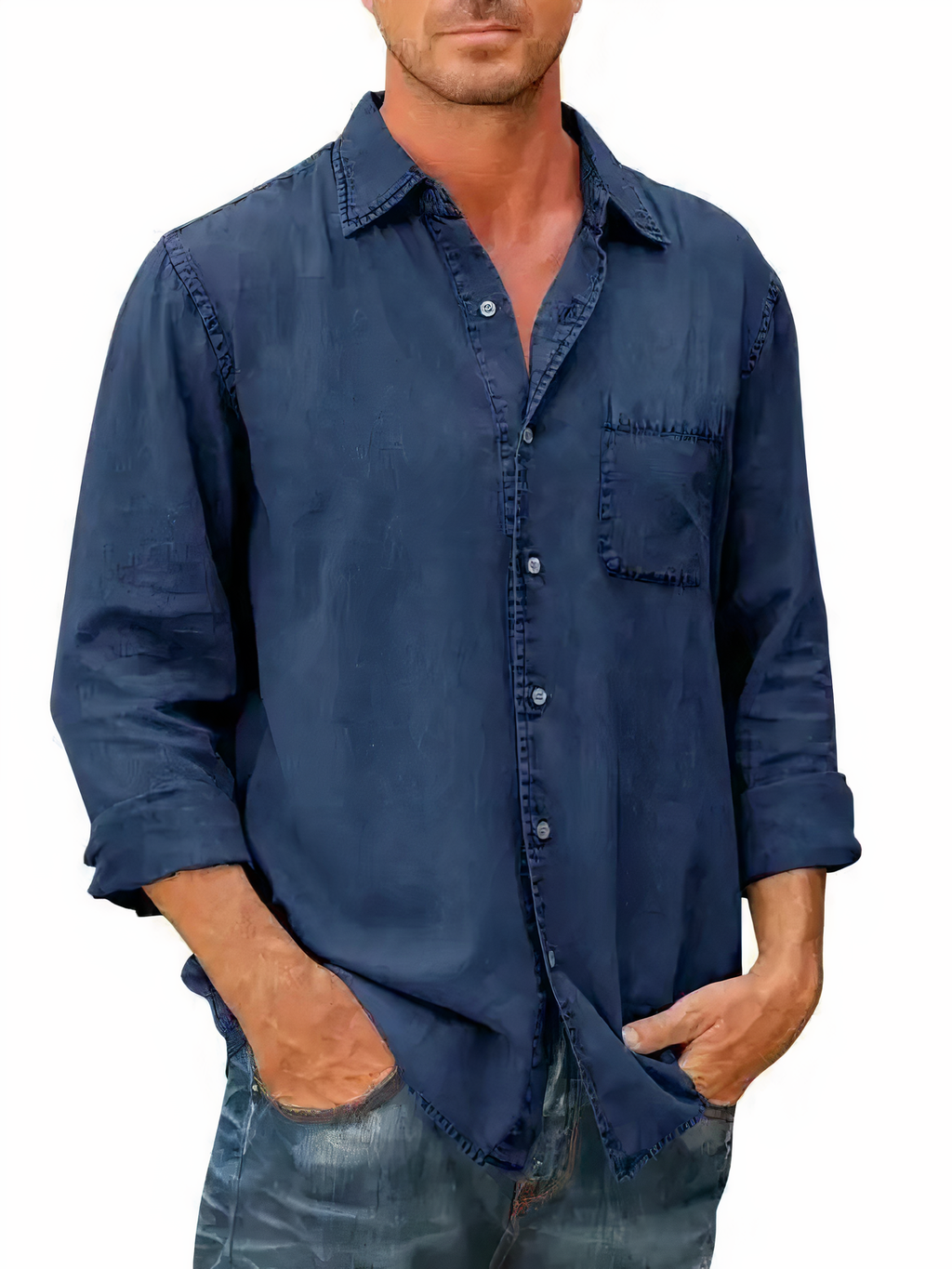 Chemise En Denim À Manches Longues Pour Homme | Idéal Pour Usage Quotidien