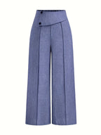 Pantalon Large Taille Haute Avec Plis Frontaux Pour Femme | Idéal Pour Usage Quotidien Et Professionnel