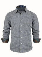Chemise À Manches Longues Avec Détails Contrastés Et Fermeture À Boutons Pour Hommes | Idéale Pour Toutes Les Saisons