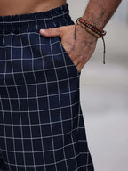 Pantalon à Motif avec Taille Élastique et Cordon pour Homme | Idéal pour un Usage Quotidien
