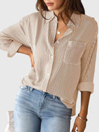 Chemise À Col Avec Motif Rayé Pour Femme | Idéale Pour Usage Quotidien Et Professionnel