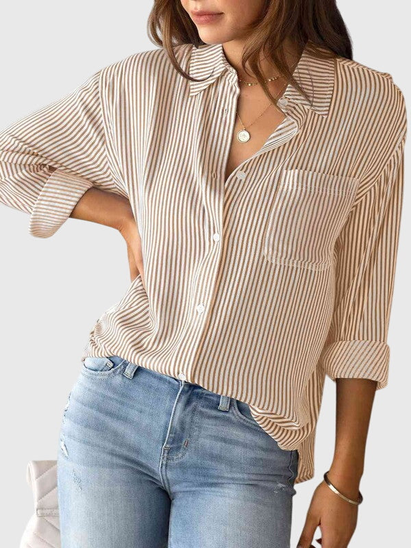 Chemise À Col Avec Motif Rayé Pour Femme | Idéale Pour Usage Quotidien Et Professionnel
