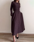 Robe Midi Boutonnée À Manches Longues Pour Femme | Idéale Pour Les Réunions Et Événements