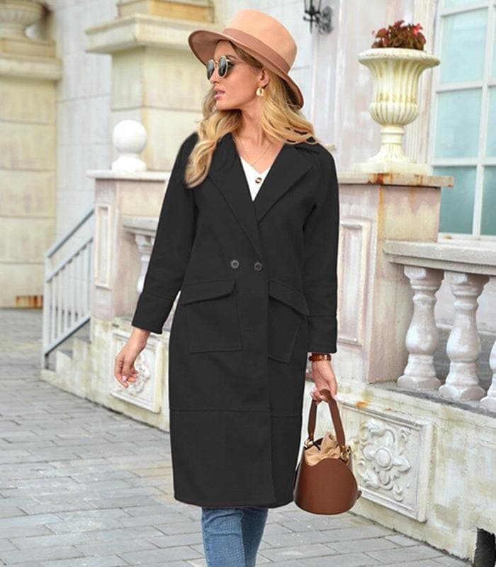 Manteau Couleur Camel avec Double Boutonnage pour Femmes | Idéal pour Saison Froide
