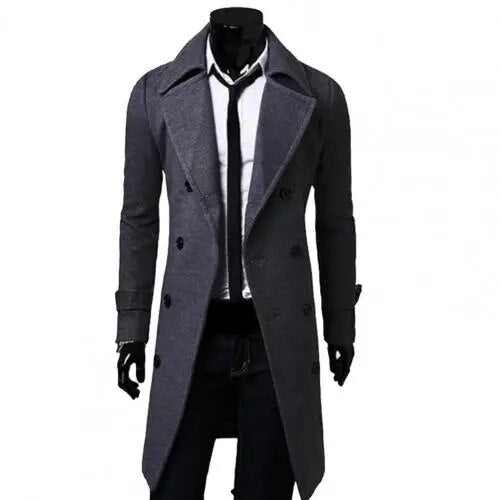 Trench-Coat Homme À Double Boutonnage Avec Ceinture Ajustable | Idéal Pour La Mi-Saison Et Un Usage Quotidien