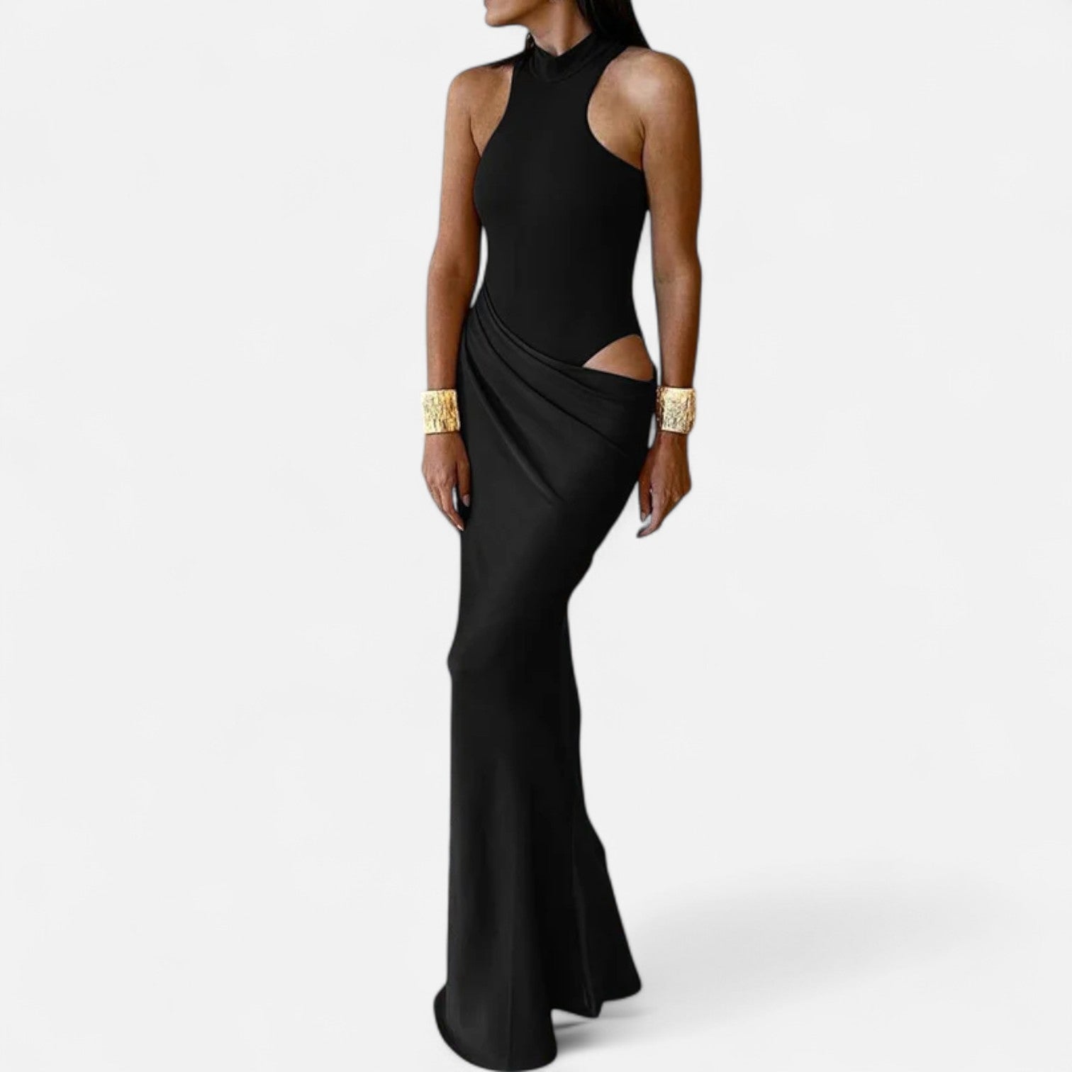 Robe Maxi Avec Col Montant Et Coupe Ajustée Pour Femme | Idéale Pour Les Occasions Formelles