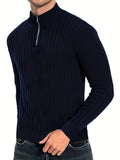 Pull Pour Homme Avec Col Zippé Et Motif Côtelé Pour Adulte | Idéal Pour Usage Quotidien Et Polyvalent