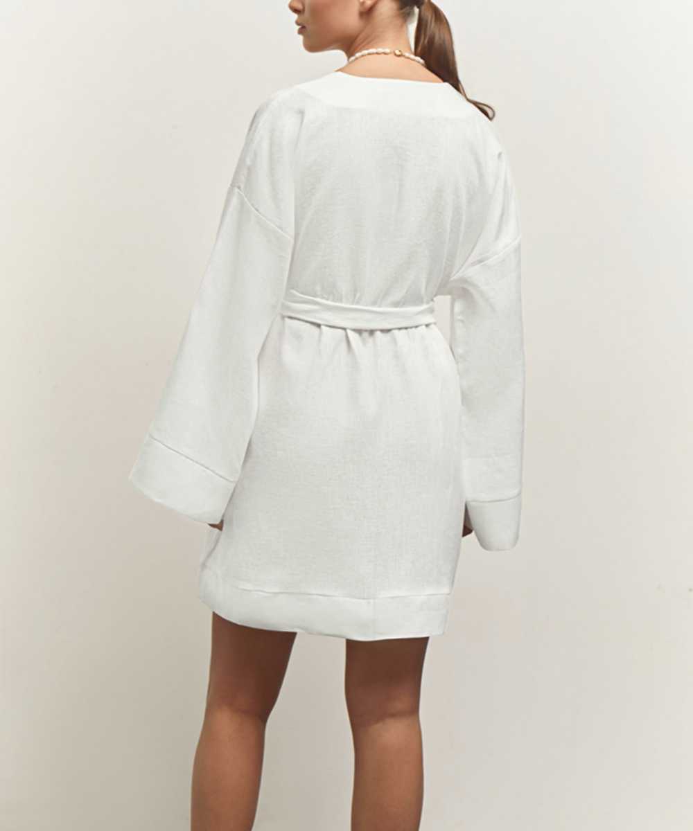 Robe Portefeuille Courte À Manches Longues Avec Ceinture Pour Femme | Idéale Pour Les Journées Décontractées