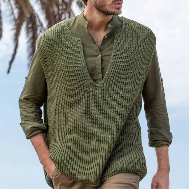 Pull Tricoté Sans Manches pour Hommes | Idéal pour la Superposition