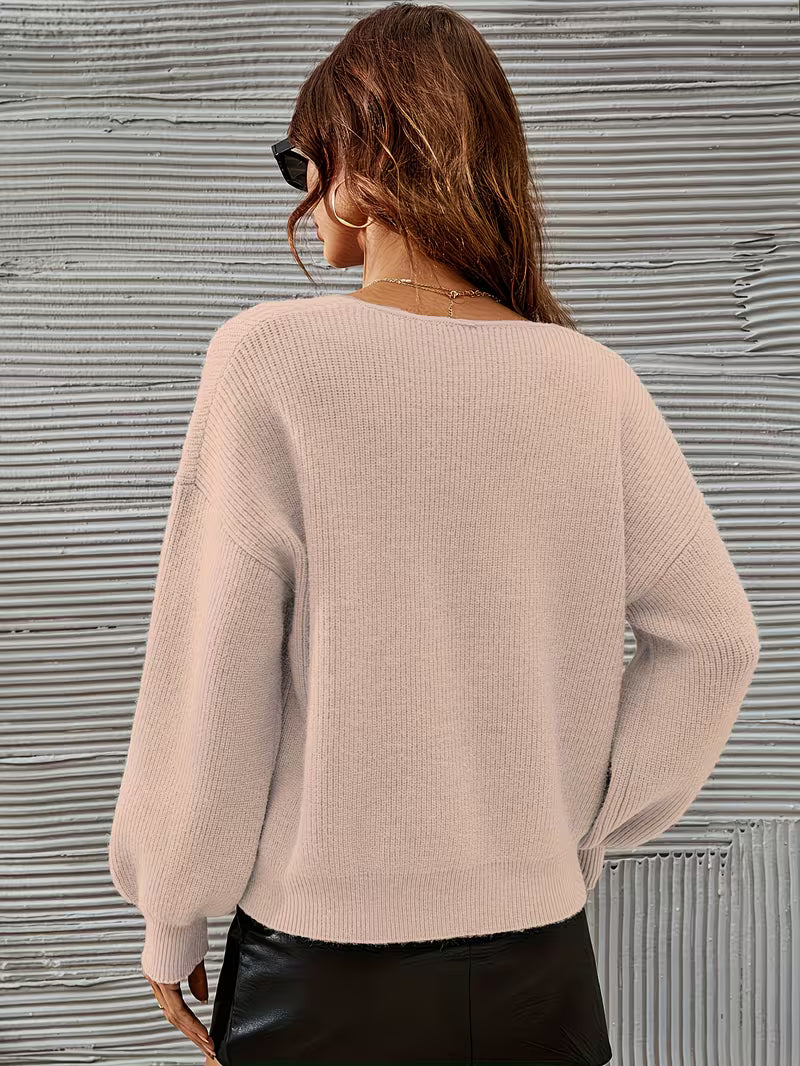 Pull À Col V Avec Coupe Ample Et Épaules Tombantes Pour Femme | Idéal Pour Toutes Les Saisons