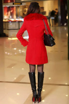 Manteau d’Hiver Long avec Col Contrasté pour Femmes | Idéal pour la Saison Froide