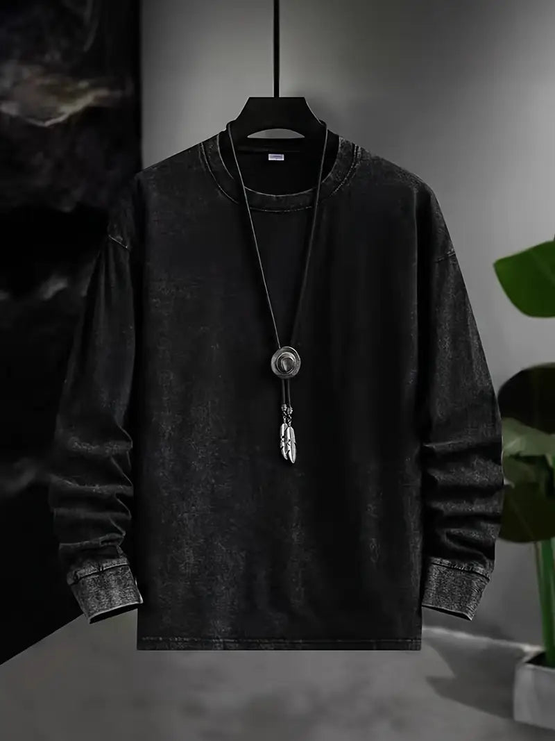 Chemise À Manches Longues Avec Effet Délavé Vintage Pour Hommes | Idéal Pour L’Automne Et Le Printemps