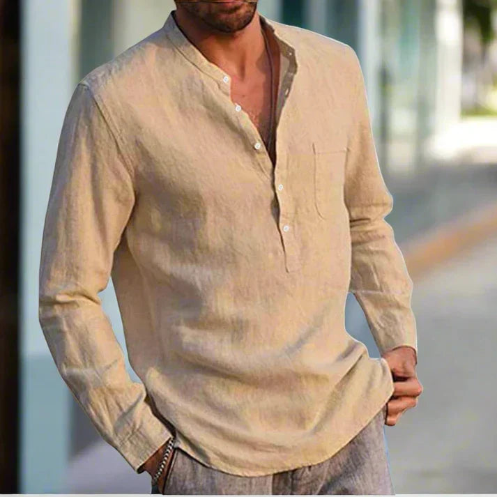 Chemise À Manches Longues Avec Poche Poitrine Et Coupe Décontractée Pour Homme | Idéale Pour Saison Chaude