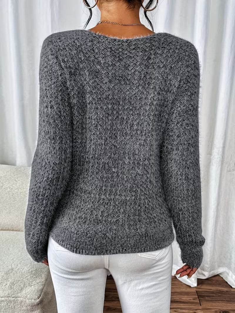 Pull à Col V avec Coupe Ample pour Femme | Idéal pour Usage Quotidien et Mi-Saison