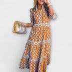 Robe Midi à Motif Chaîne pour Femme | Idéale pour Occasions Quotidiennes et Semi-Formelles