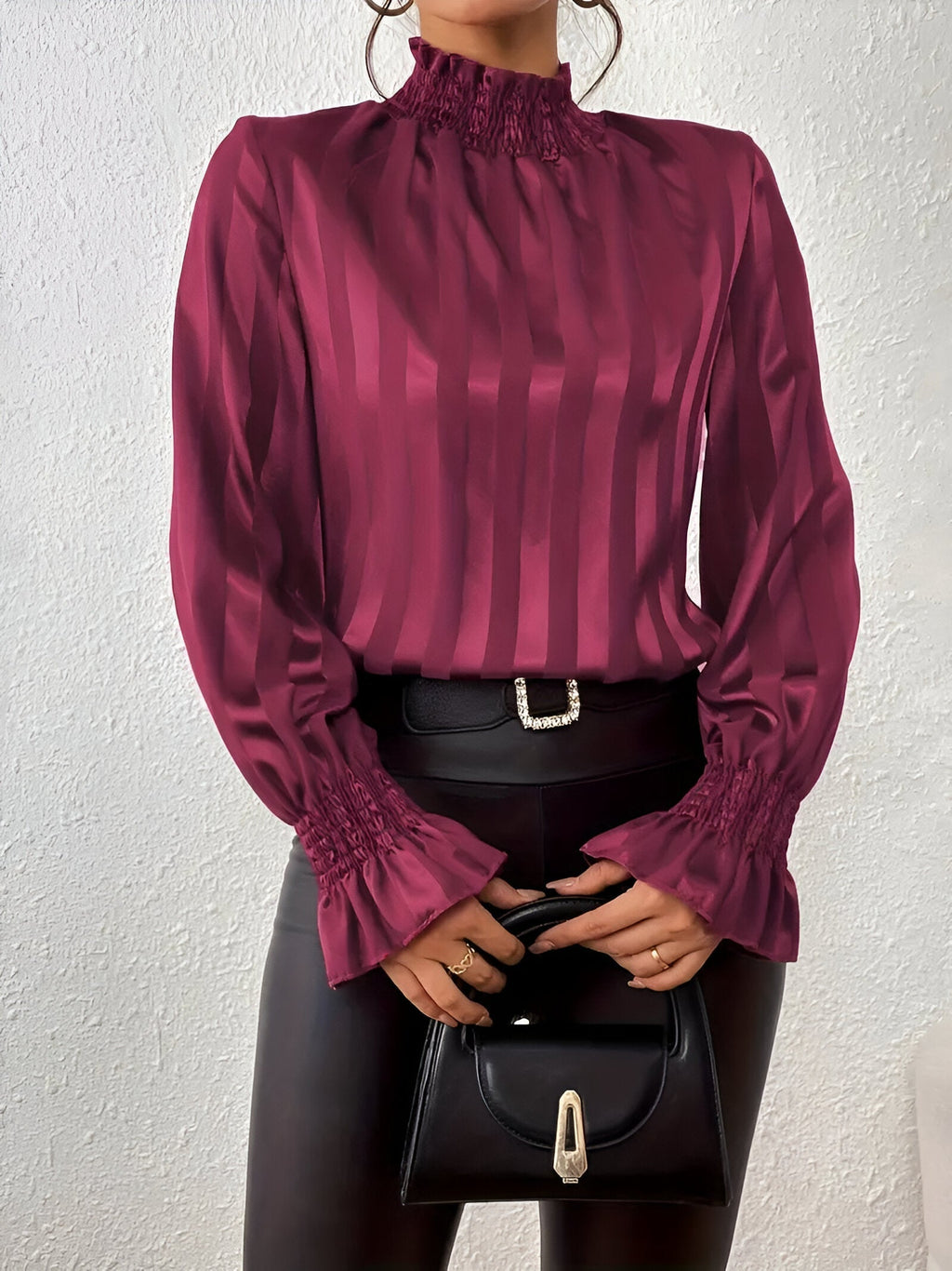 Blouse À Manches Longues Avec Design Plissé Pour Femme | Idéal Pour Les Occasions Quotidiennes Et Professionnelles