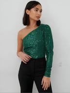 Top à Une épaule À Paillettes Pour Femme | Idéal Pour Les Soirées