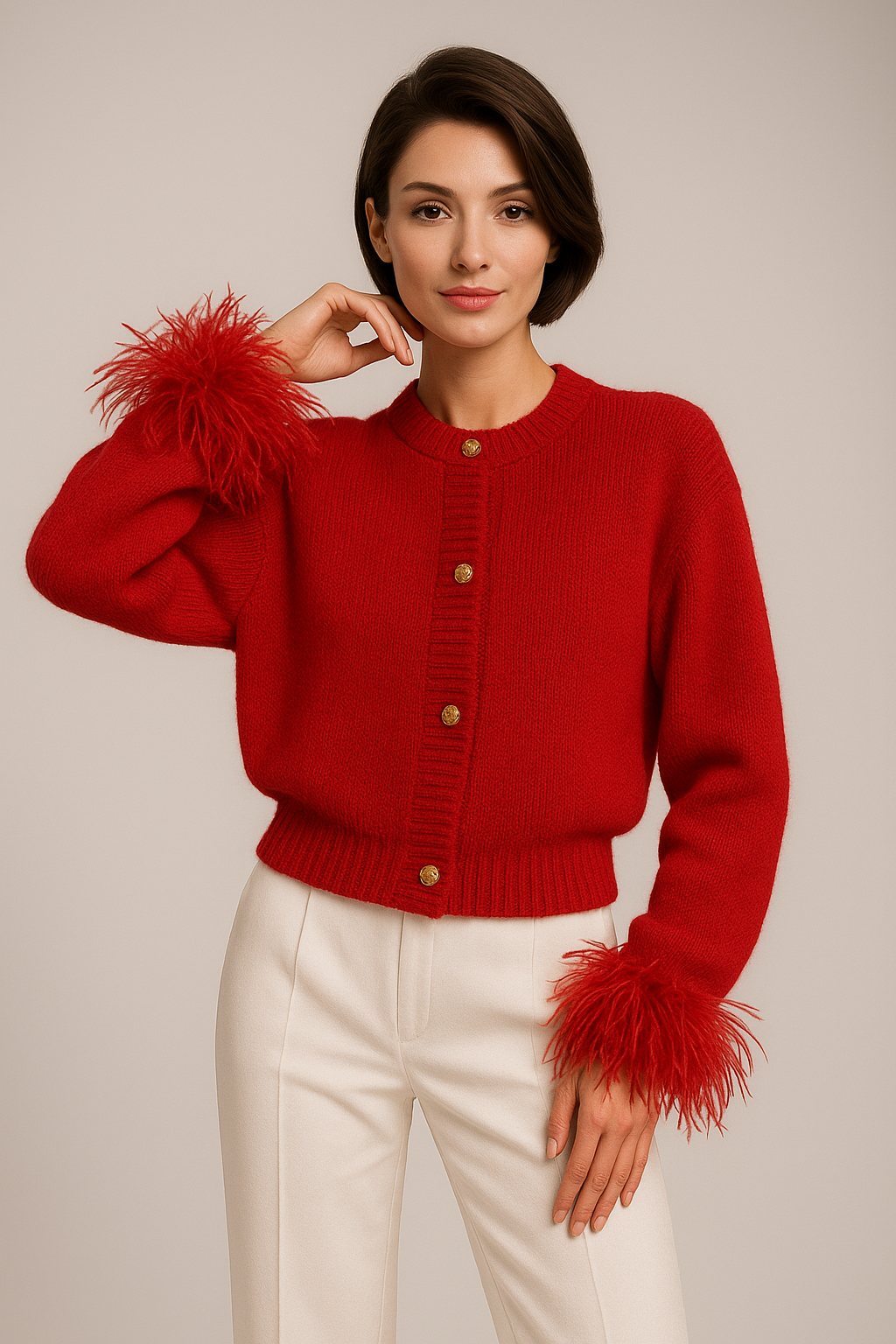 Cardigan Avec Détails Plumes Et Coupe Moderne Pour Femmes | Idéal Pour Le Quotidien