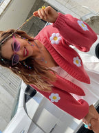 Cardigan à Motif Floral avec Manches Lanterne pour Femmes | Ideal for Mi-Saison et Usage Quotidien