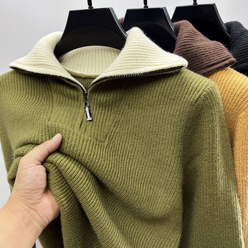 Pull à Col Montant avec Fermeture Demi-Zip pour Adulte | Idéal pour l’Automne et l’Hiver