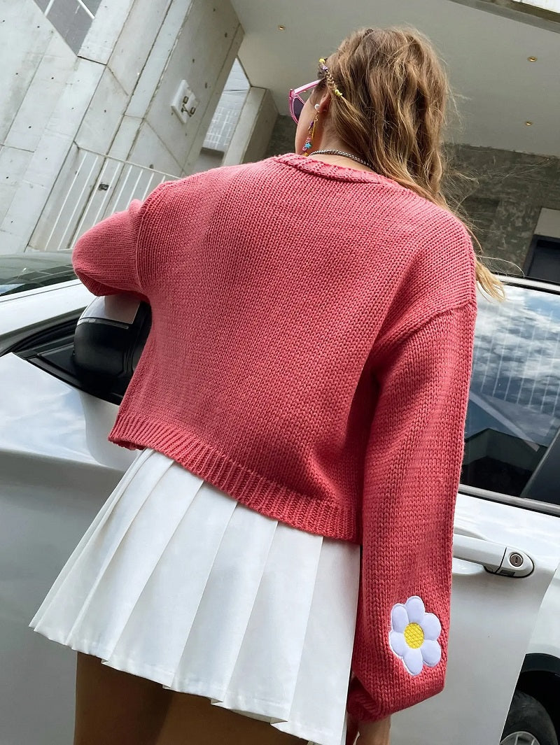 Cardigan à Motif Floral avec Manches Lanterne pour Femmes | Ideal for Mi-Saison et Usage Quotidien