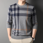 Pull À Motif Carreaux Pour Homme Avec Col Rond Et Coupe Standard | Idéal Pour Usage Quotidien Et Occasionnel