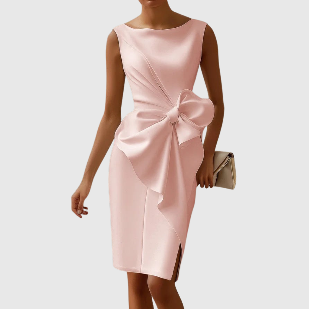 Robe Midi Ajustée avec Détail Nœud à la Taille pour Femme | Idéale pour les Occasions et la Saison Estivale