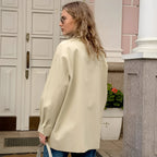 Veste Ample avec Col Polo et Design Contrasté pour Femme | Idéale pour le Quotidien