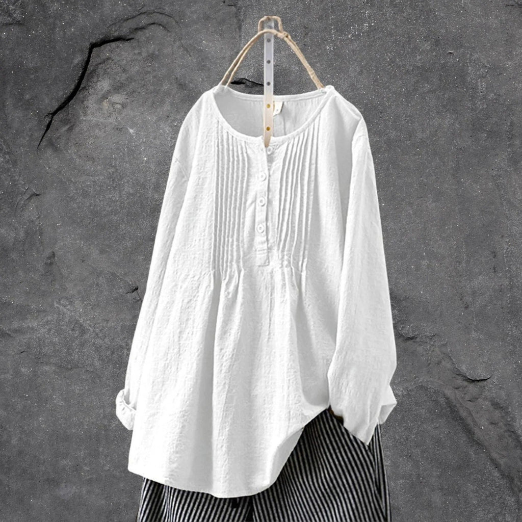Blouse Légère avec Boutons et Plis Fins pour Femme | Idéale pour l’Été