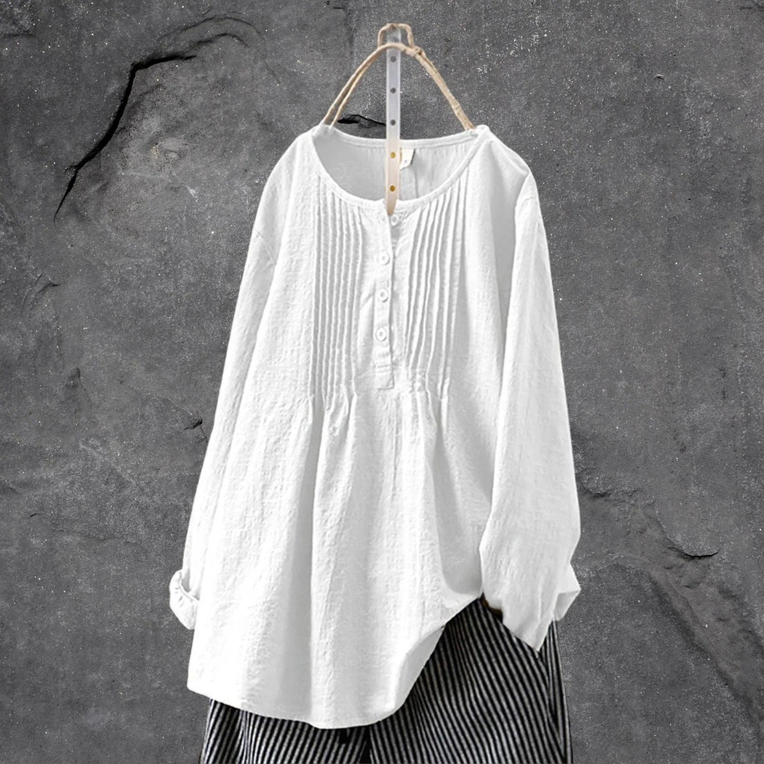 Blouse Légère avec Boutons et Plis Fins pour Femme | Idéale pour l’Été