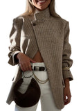 Blazer à Motif Carreaux avec Fermeture Asymétrique pour Femme | Idéal pour Travail et Occasions Quotidiennes