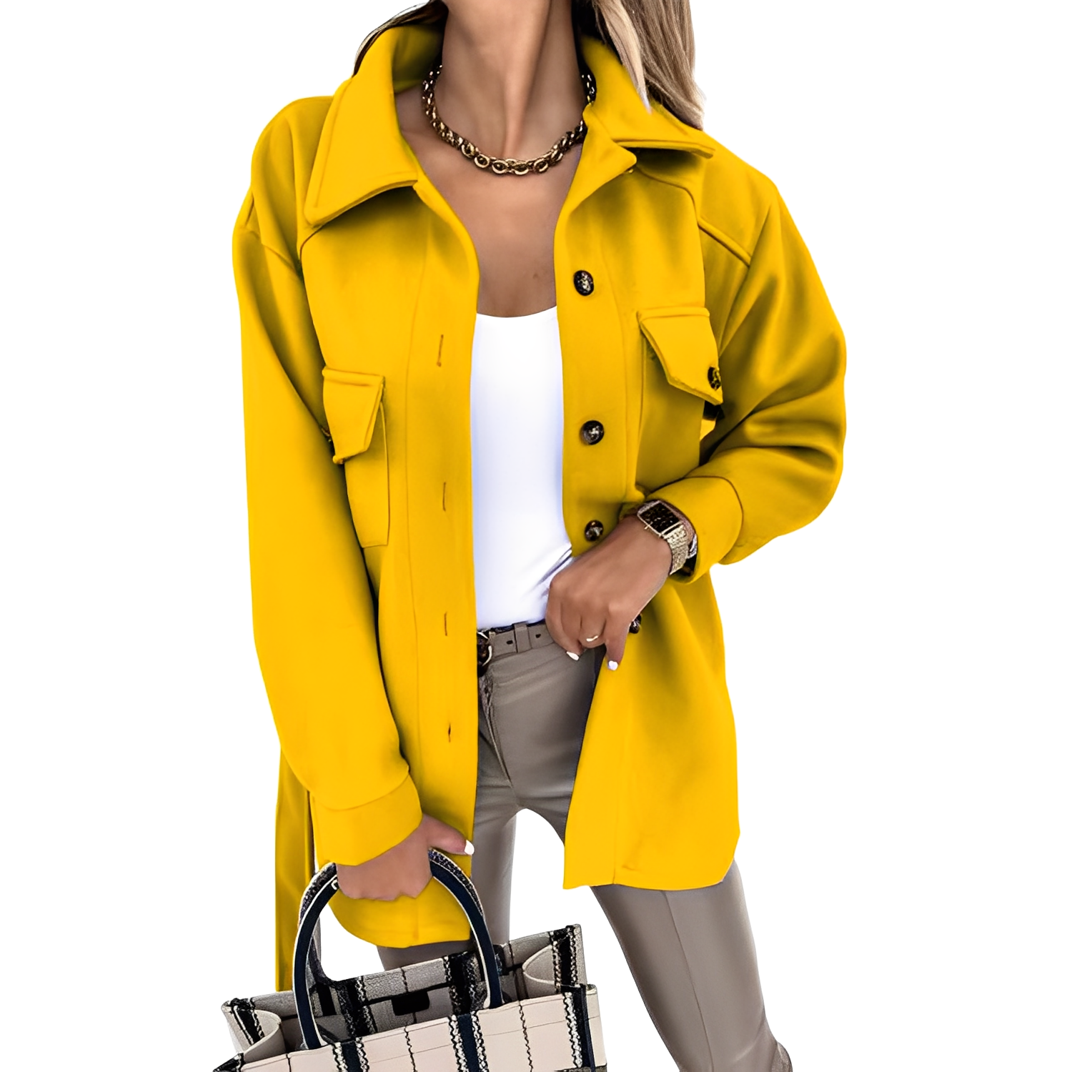 Veste à Revers avec Fermeture Boutonnée pour Femme | Idéale pour le Printemps