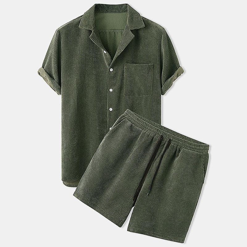 Ensemble Deux Pièces Avec Chemise Manches Courtes Et Short Pour Homme | Idéal Pour Usage Quotidien Estival