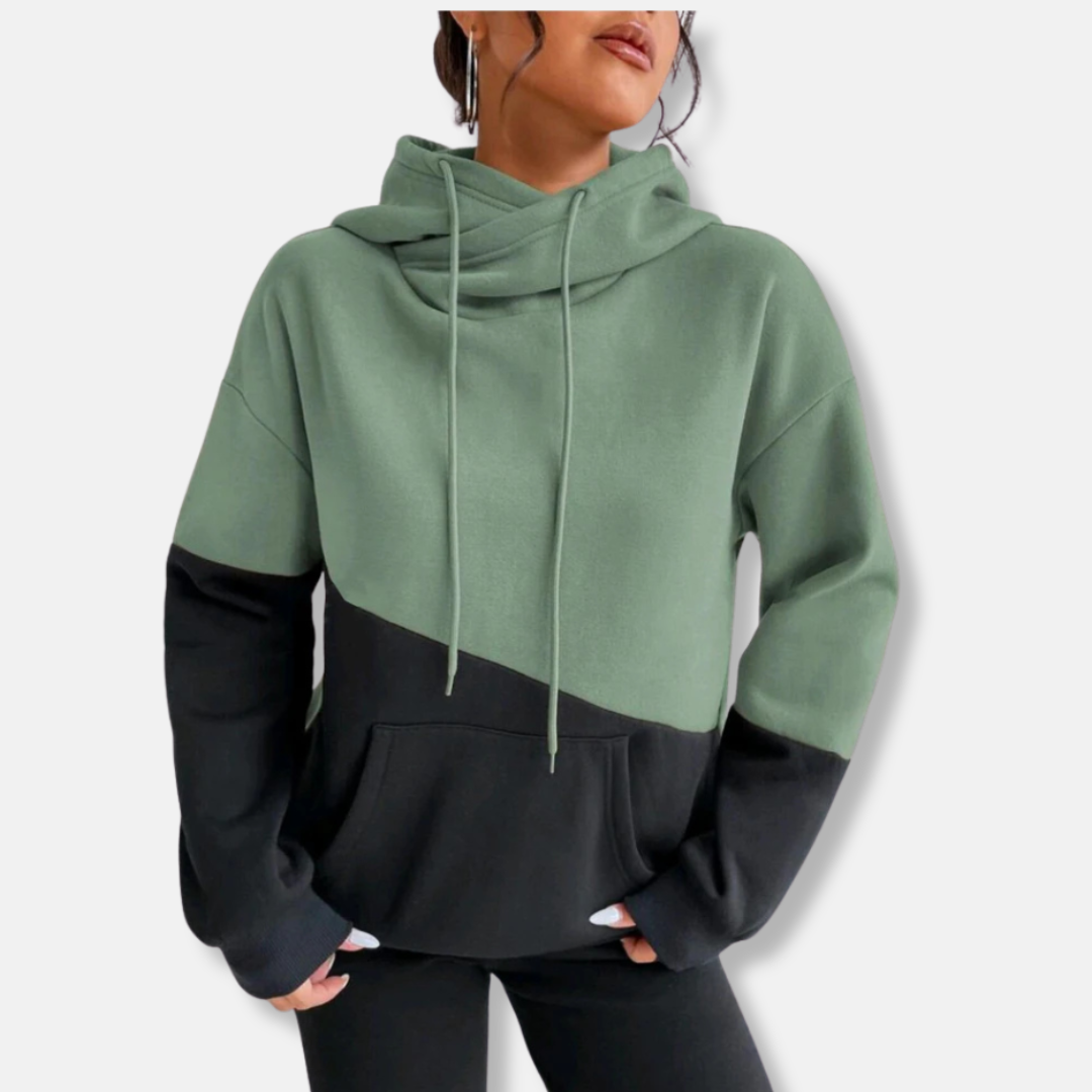 Sweat À Capuche Bicolore avec Poche Kangourou pour Femme | Idéal pour Les Tenues Décontractées