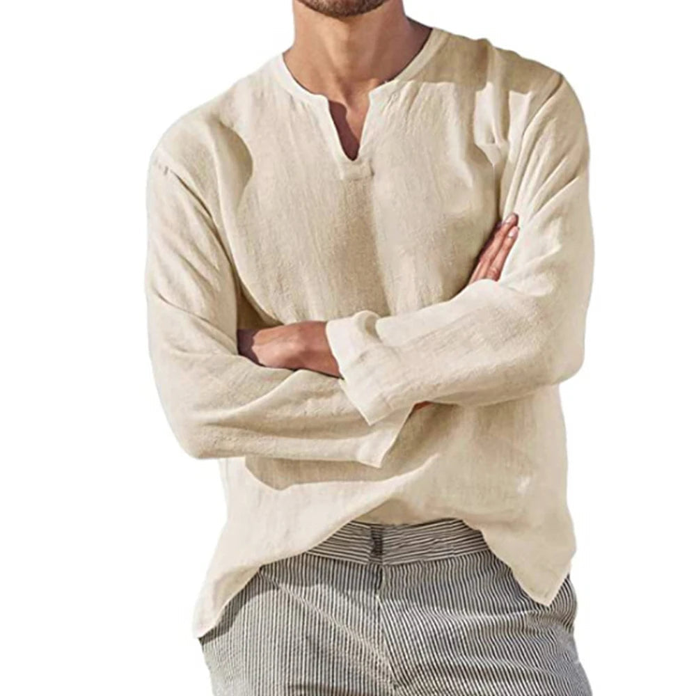 Chemise À Col V Avec Manches Longues Pour Homme | Idéal Pour Usage Quotidien