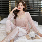 Ensemble Pyjama avec Pantalon Et Peignoir pour Femmes | Idéal pour L’Hiver Et Les Soirées À La Maison