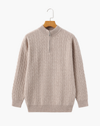 Pull pour Homme avec Col Zippé et Motif en Torsades | Idéal pour l’Hiver