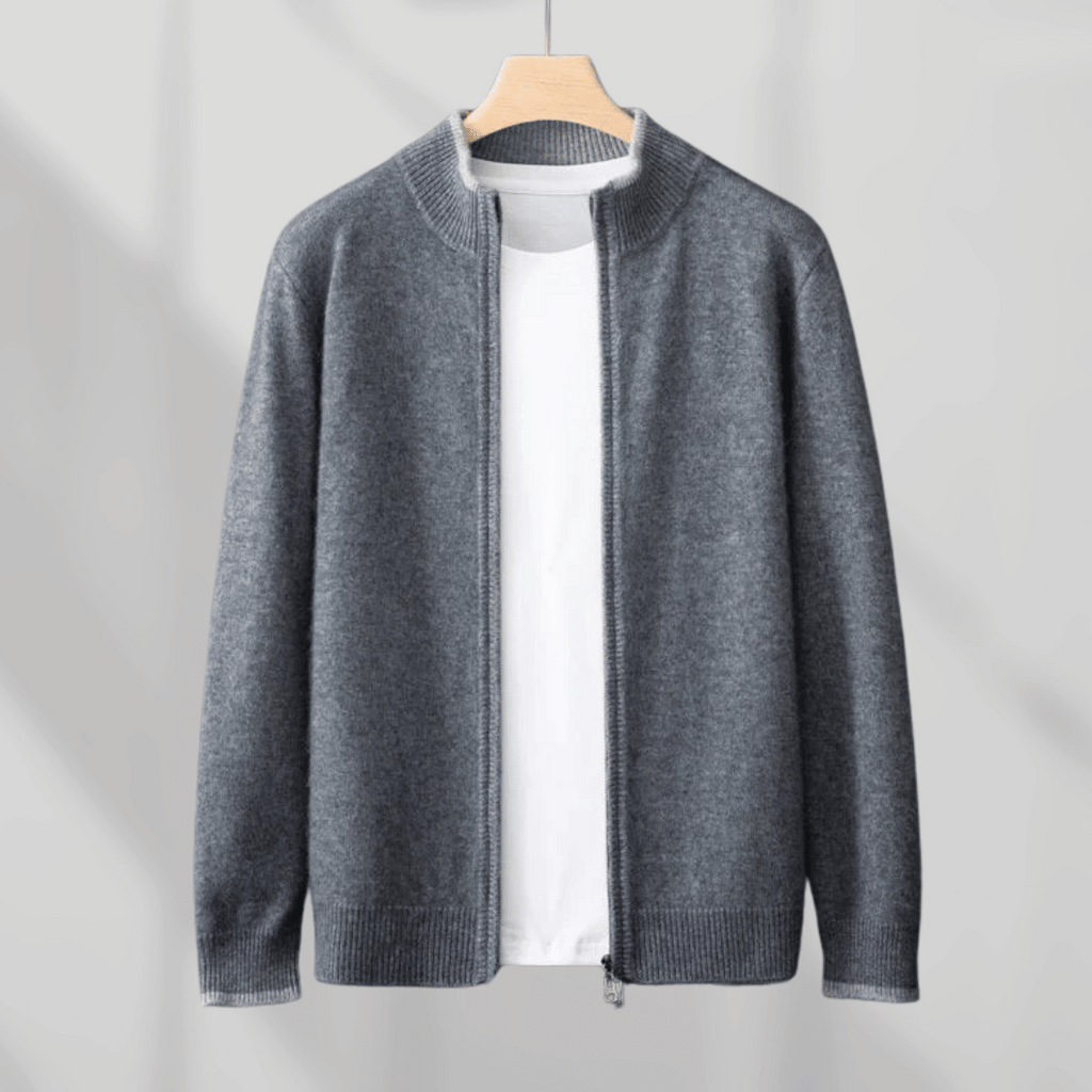 Veste Zippée avec Coupe Ajustée et Détails Côtelés pour Hommes | Idéale pour Automne et Hiver