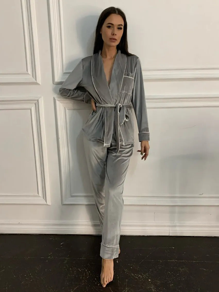 Ensemble Pyjama Deux Pièces À Manches Longues pour Femmes | Idéal pour L’Hiver Et Les Soirées À La Maison