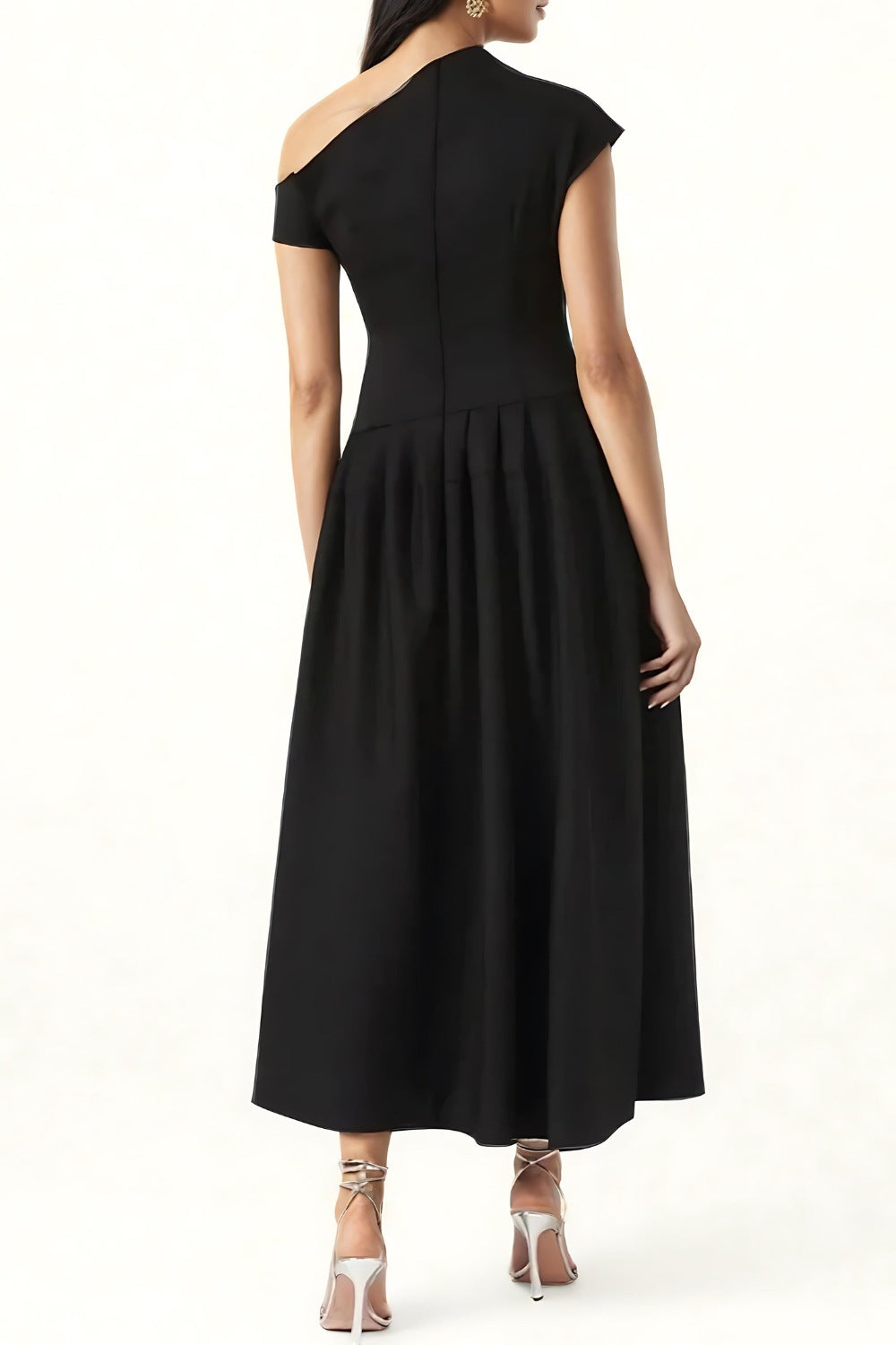 Robe Midi Asymétrique Avec Épaule Dénudée Pour Femme | Idéal Pour Soirées Et Événements