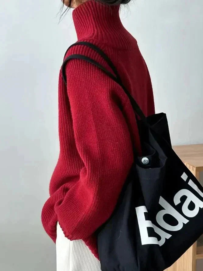 Pull À Col Montant Rouge Pour Femmes | Idéal Pour La Mi-Saison