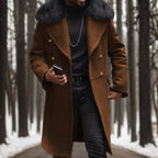 Manteau Long à Double Boutonnage avec Col Revers pour Hommes | Idéal pour l’Automne, l’Hiver et le Printemps
