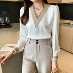 Blouse À Col En V À Coupe Ample Pour Femme | Idéale Pour Le Travail Et Le Quotidien
