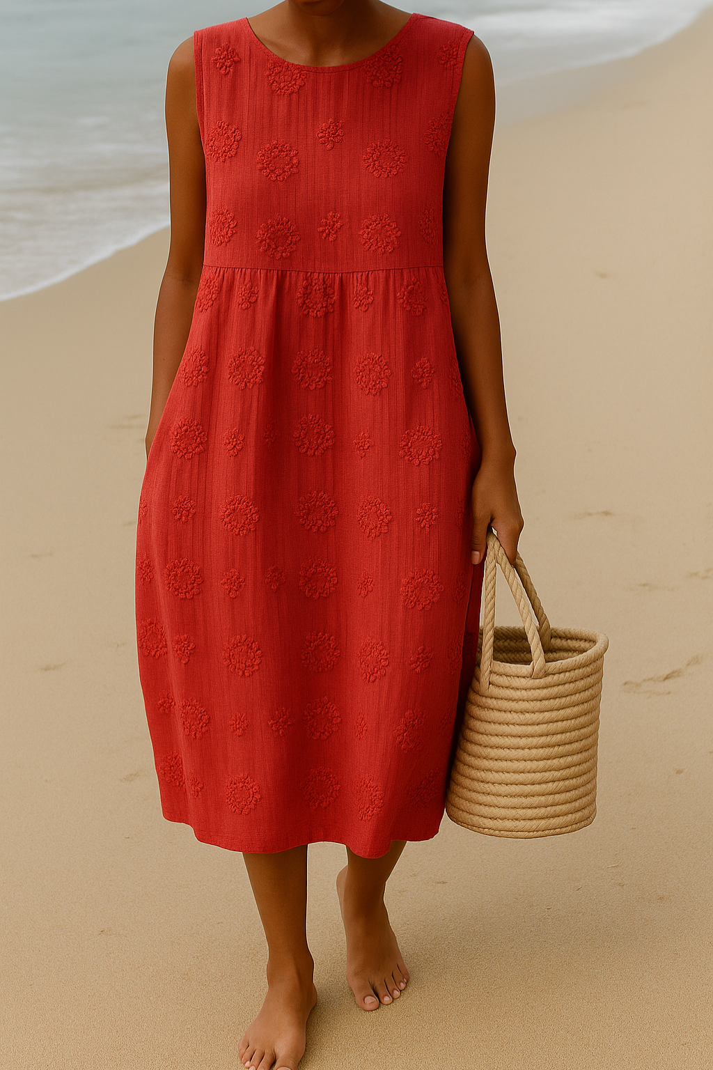 Robe Midi Fleurie Sans Manches pour Femme | Idéale pour la Saison Estivale et les Sorties Décontractées
