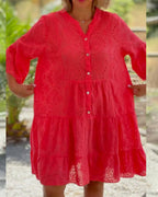 Robe d'Été avec Col en V et Manches Évasées pour Femme | Idéale pour la Saison Chaude