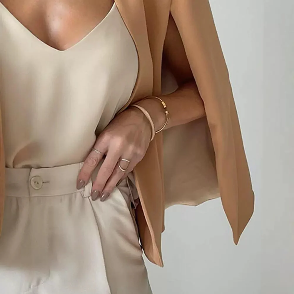 Veste Sans Col avec Écharpe Coordonnée pour Femme | Idéal pour le Travail ou les Sorties Décontractées