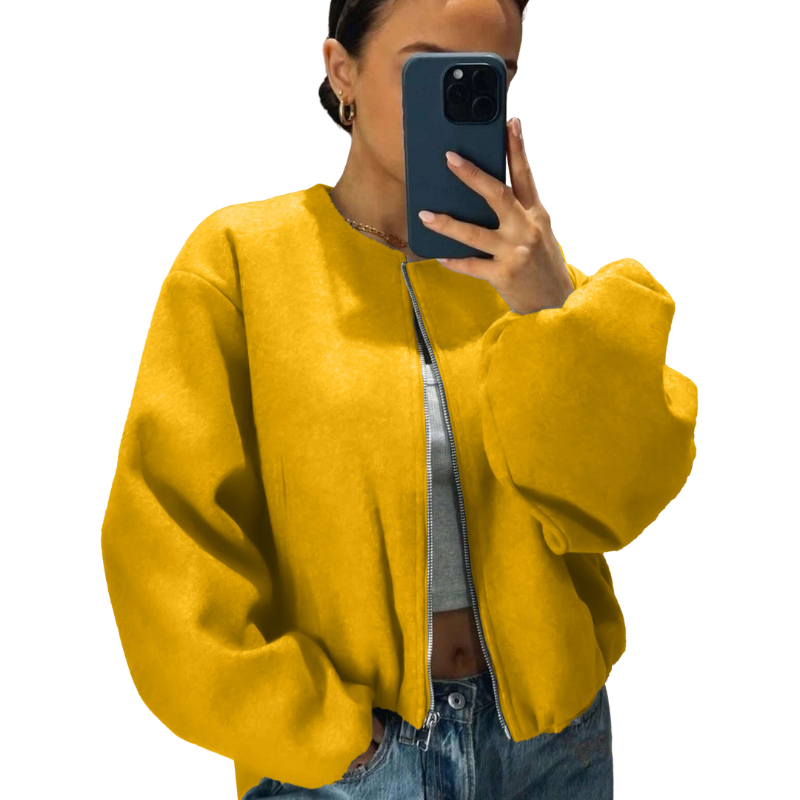 Veste Bomber Relaxée Avec Fermeture Zippée Pour Femme | Idéale Pour Les Activités Décontractées Et La Mi-Saison