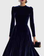 Robe Midi En Velours Avec Coupe Ajustée Et Jupe Évasée Pour Femme | Idéale Pour Les Soirées Et Événements Formels